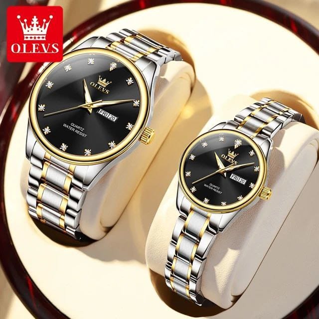 Watch Stainless Steel Life Waterproof Simple Dial Luxury High Quality OLEVS 3612 Blue Golden Luminous Hands Men Female Watches For  Couple