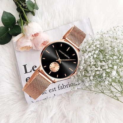 Stylish Personalized HANNAH MARTIN 1335  Women Quartz Watch Perfect Stainless Steel band waterproofing decorations Simple Casual