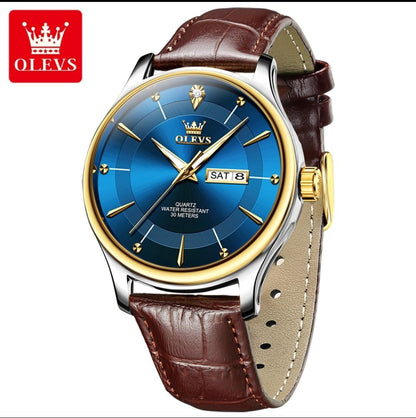Business men's watches 2025 New Design OLEVS 9908 Casual Luminous Waterproof watch men Leather classic
