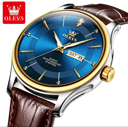 Business men's watches 2025 New Design OLEVS 9908 Casual Luminous Waterproof watch men Leather classic