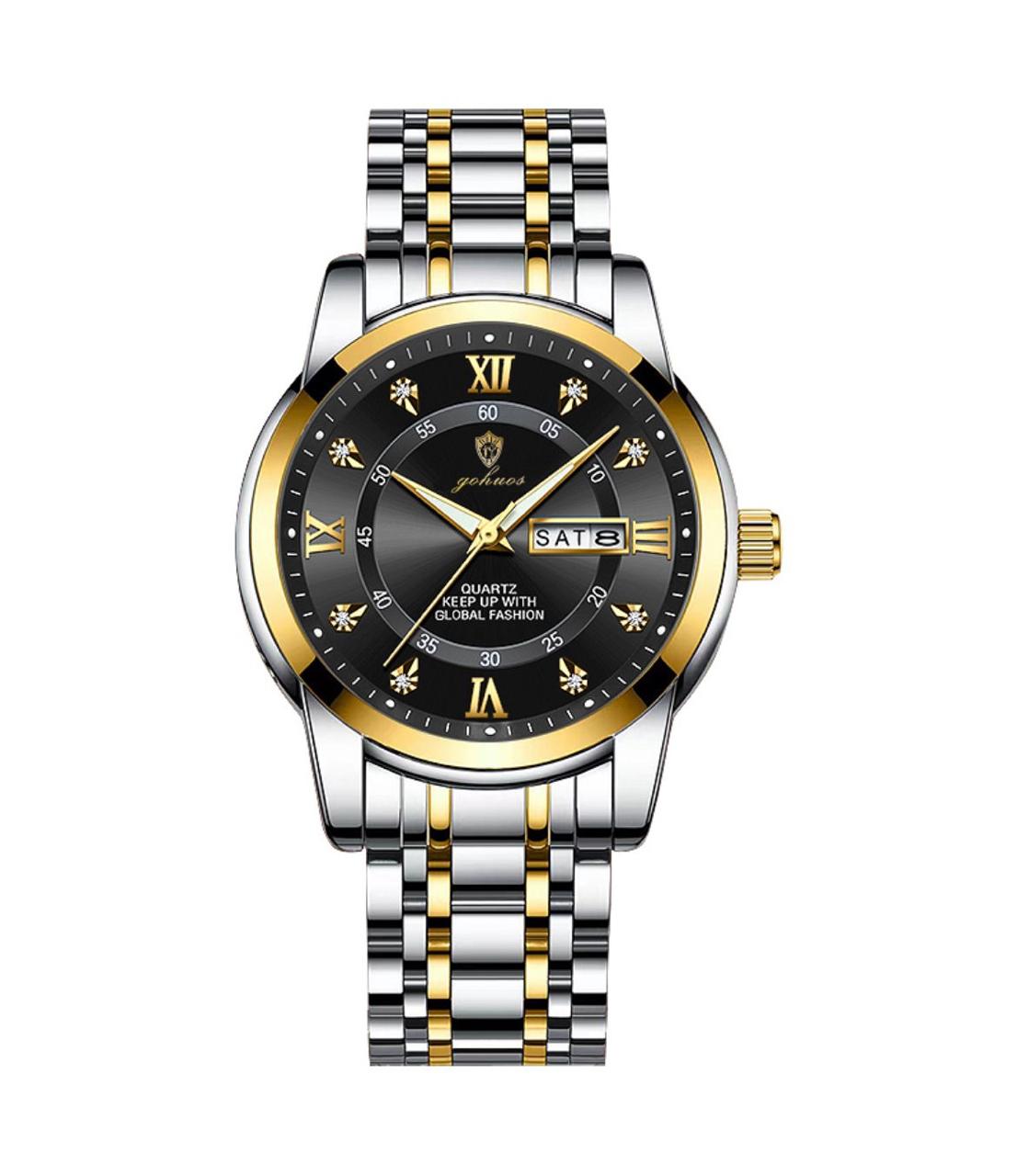 Business Casual Watch for Men GOHUOS 808 Stainless Steel Top Quality Luxury Luminous Date Week Sport Wrist Watches