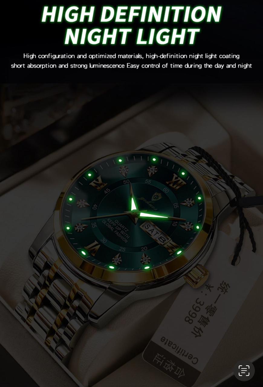 Business Casual Watch for Men GOHUOS 808 Stainless Steel Top Quality Luxury Luminous Date Week Sport Wrist Watches