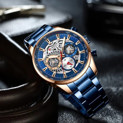 Casual Quartz CURREN 8391 Wristwatches with Luminous hands Sport Chronograph Clock Stainless Steel Wrist Watches for Male