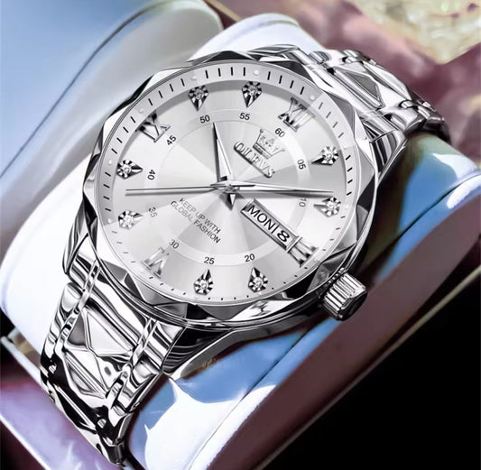 OLEVS 5609 high quality  luxury brand men classic waterproof luminous stainless steel quartz watch