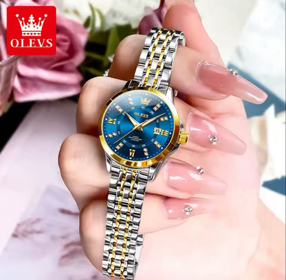OLEVS 3620 Couple's Watches Top Brand Auto Date Week Luminous Hands Stainless Steel Belt Waterproof Diamond Wristwatches