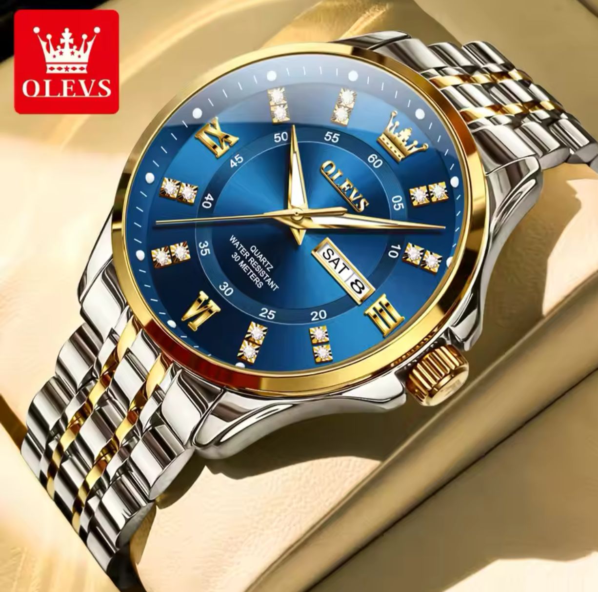 OLEVS 3620 Couple's Watches Top Brand Auto Date Week Luminous Hands Stainless Steel Belt Waterproof Diamond Wristwatches