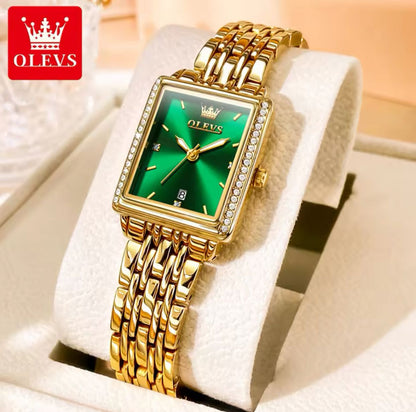 Elegant Quartz Square Ladies Wristwatch  OLEVS 9995 Auto Date Top Brand Original Watch For Women Luxury Waterproof Luminous Watches