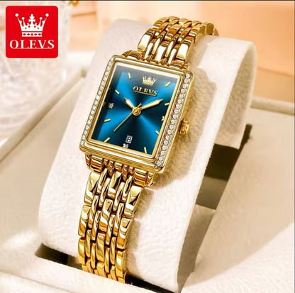 Elegant Quartz Square Ladies Wristwatch  OLEVS 9995 Auto Date Top Brand Original Watch For Women Luxury Waterproof Luminous Watches