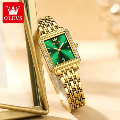 Elegant Quartz Square Ladies Wristwatch  OLEVS 9995 Auto Date Top Brand Original Watch For Women Luxury Waterproof Luminous Watches