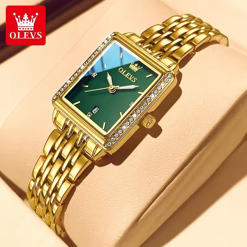 Elegant Quartz Square Ladies Wristwatch  OLEVS 9995 Auto Date Top Brand Original Watch For Women Luxury Waterproof Luminous Watches
