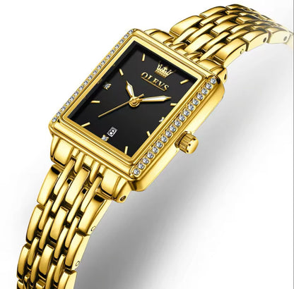 Elegant Quartz Square Ladies Wristwatch  OLEVS 9995 Auto Date Top Brand Original Watch For Women Luxury Waterproof Luminous Watches