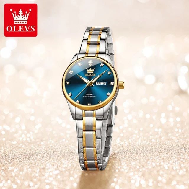 Watch Stainless Steel Life Waterproof Simple Dial Luxury High Quality OLEVS 3612 Blue Golden Luminous Hands Men Female Watches For  Couple