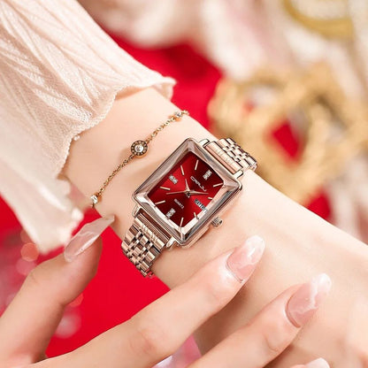 Diamond rectangle quartz women with Day Date Jewellery Bracelet ladies watch