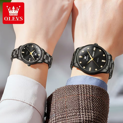 OLEVS 3621 Wrist Lover's Waterproof Fashion Couple Watch Business Luxury Date Stainless Steel Strap Watches Quartz Watches