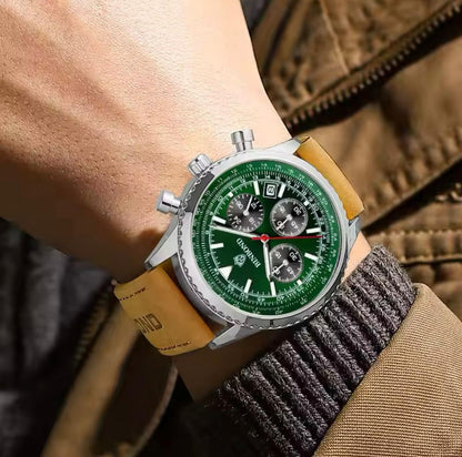 Binbond B6606 6606 Fashion Watches Luxury Brand Genuine Leather Strap Waterproof Sport Japan Quartz Chronograph Watch Men Clock