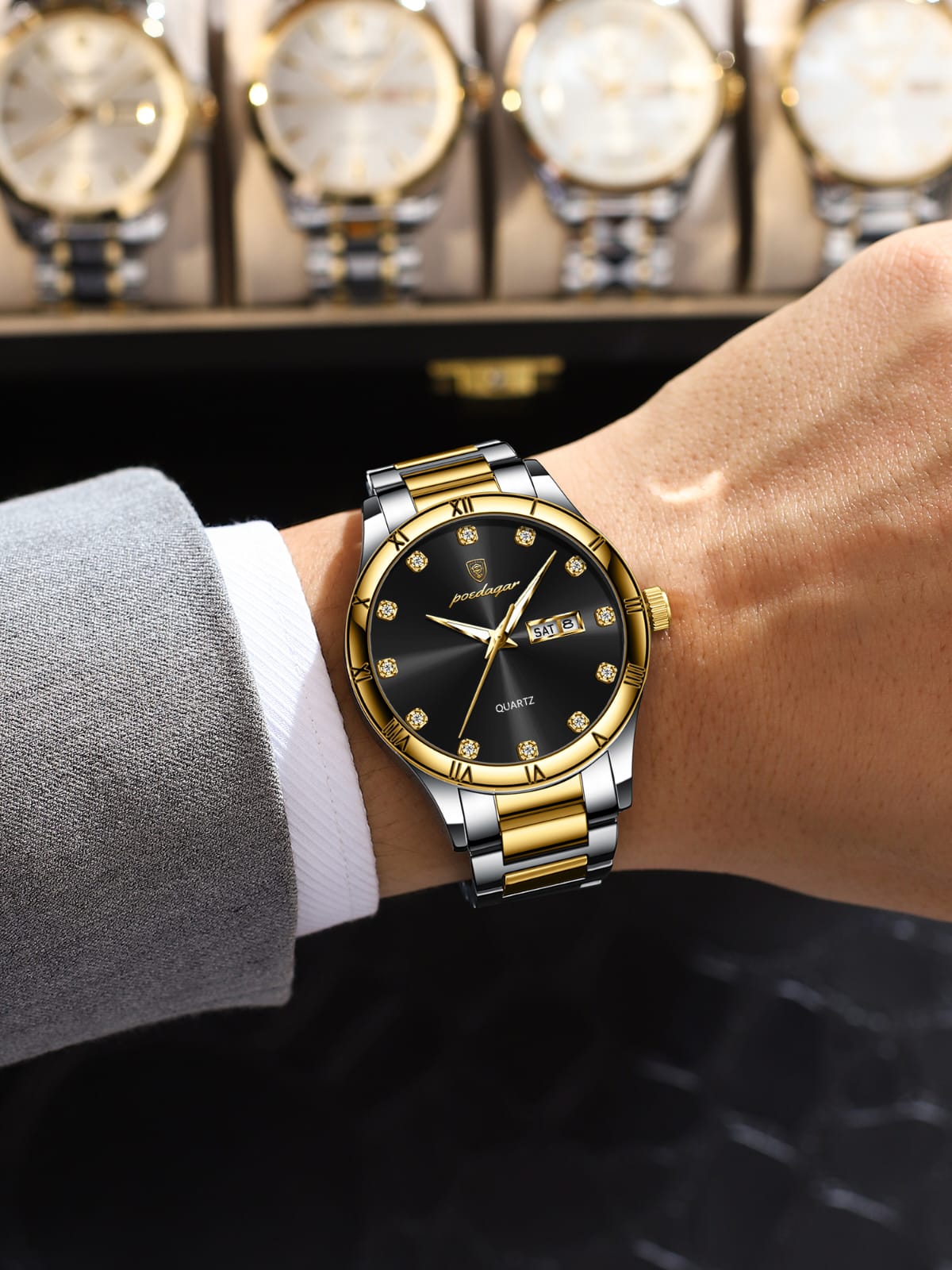 POEDAGAR 883 Luxury Men Business Top Brand Man Wristwatch High Quality Waterproof Luminous Date Week Quartz Men's Watches