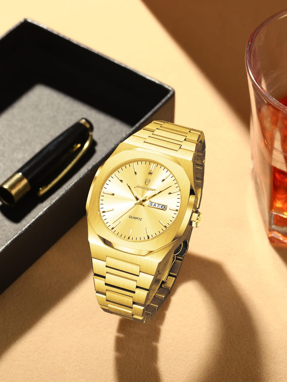 POEDAGAR 825 Top Luxury Men Clock Waterproof Luminous Calendar Man Wristwatch Sports Stainless Steel Quartz Men's Watches