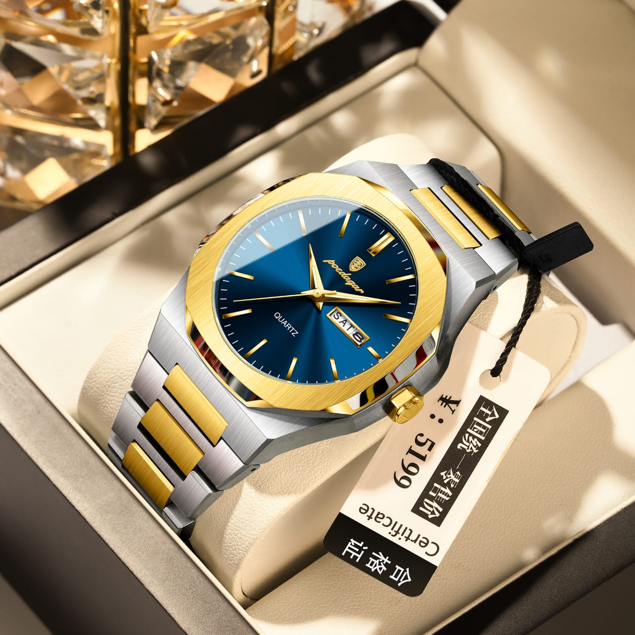 POEDAGAR 825 Top Luxury Men Clock Waterproof Luminous Calendar Man Wristwatch Sports Stainless Steel Quartz Men's Watches
