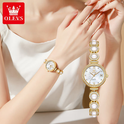 OLEVS 5635 Date Beauty Wristwatch Ladies Luxury Women Diamonds Watches Elegant Stainless Steel Strap Luminous Waterproof Watch