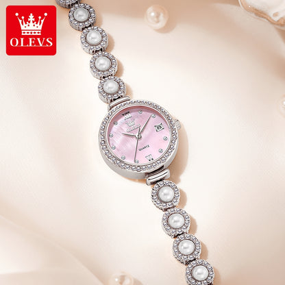 OLEVS 5635 Date Beauty Wristwatch Ladies Luxury Women Diamonds Watches Elegant Stainless Steel Strap Luminous Waterproof Watch