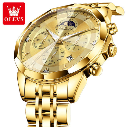 OLEVS 3673 Chronograph Quartz Stainless Steel Waterproof Date Week Fashion Classic Wrist Watches Luxury OLEVS New Men's Watches