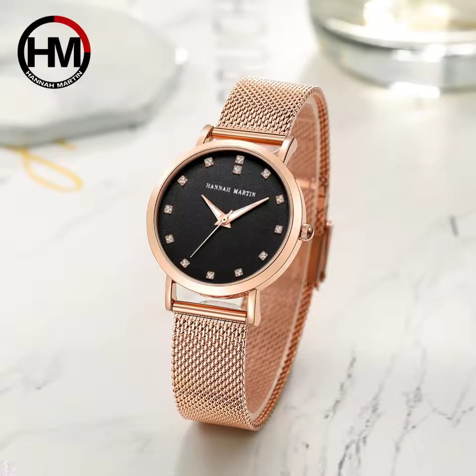Hannah martin CZ32HTrending Rose Gold Women Hour Stylish Steel Band Waterproof Analog Display Concise Casual Hand Watc