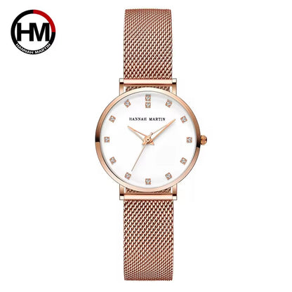 Hannah martin CZ32HTrending Rose Gold Women Hour Stylish Steel Band Waterproof Analog Display Concise Casual Hand Watc