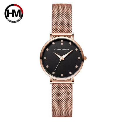 Hannah martin CZ32HTrending Rose Gold Women Hour Stylish Steel Band Waterproof Analog Display Concise Casual Hand Watc