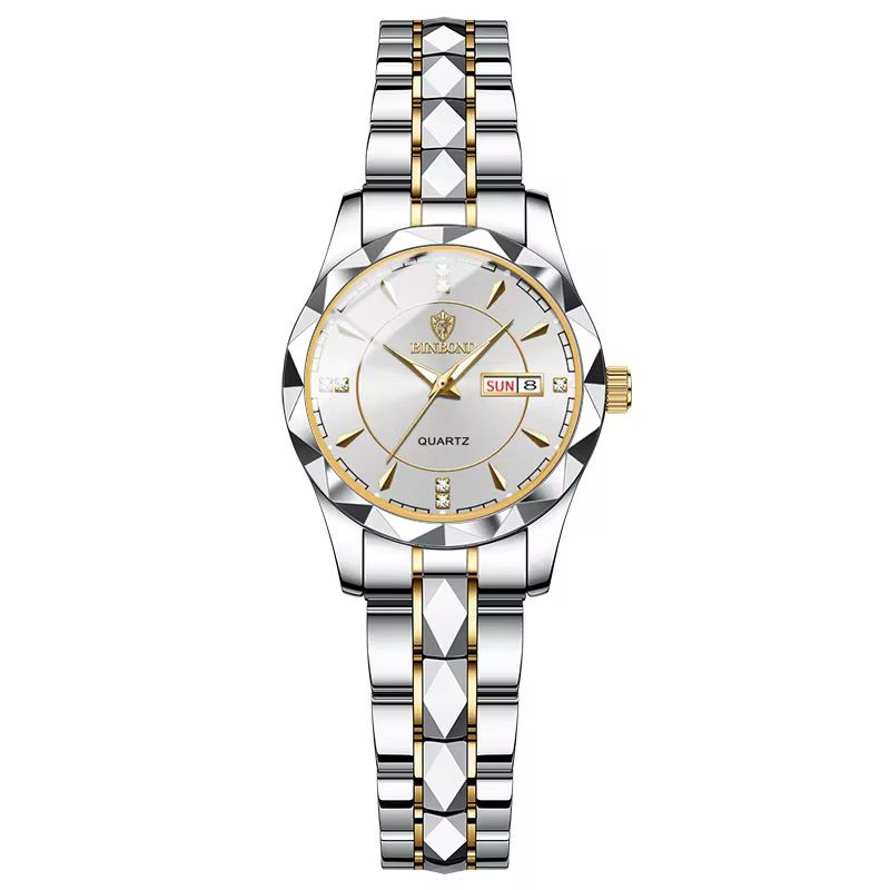 BINBOND 5552 Fashion Brand Women Watch Sports Steel Band 50M Waterproof Luminous Female Business Ladys Wristwatches