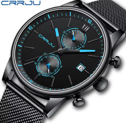 2025 CRRJU 2291 Top Brand Men Watch  Chronograph Casual Fashion Waterproof Men's Watch Calendar Quartz Wristwatch