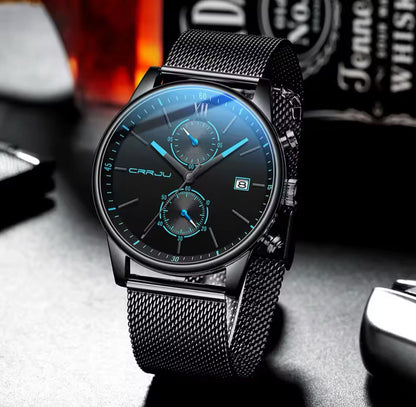 2025 CRRJU 2291 Top Brand Men Watch  Chronograph Casual Fashion Waterproof Men's Watch Calendar Quartz Wristwatch