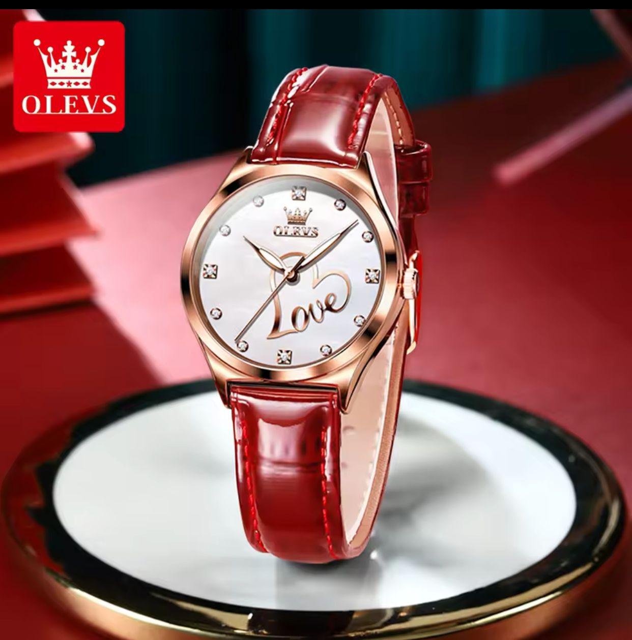 OLEVS 5581 Love New Style Ladies Quartz Watch Potty Genuine Leather Band Luminous Water Resist in Stock Business