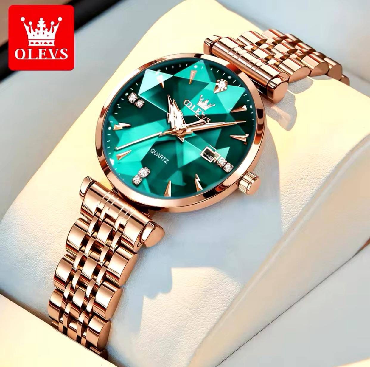 OLEVS 5536 Classic Luxury Ladies Quartz Watch Excel Stainless Steel Strap Water Proof Calendar Rugged Leisure Wrist Watch