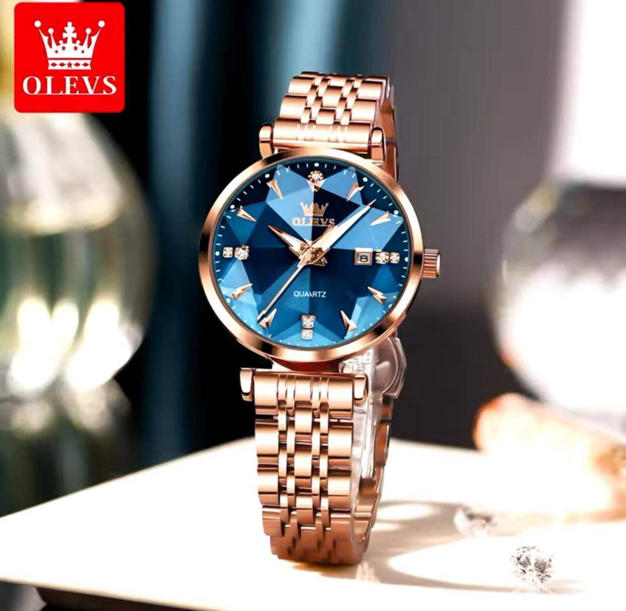 OLEVS 5536 Classic Luxury Ladies Quartz Watch Excel Stainless Steel Strap Water Proof Calendar Rugged Leisure Wrist Watch