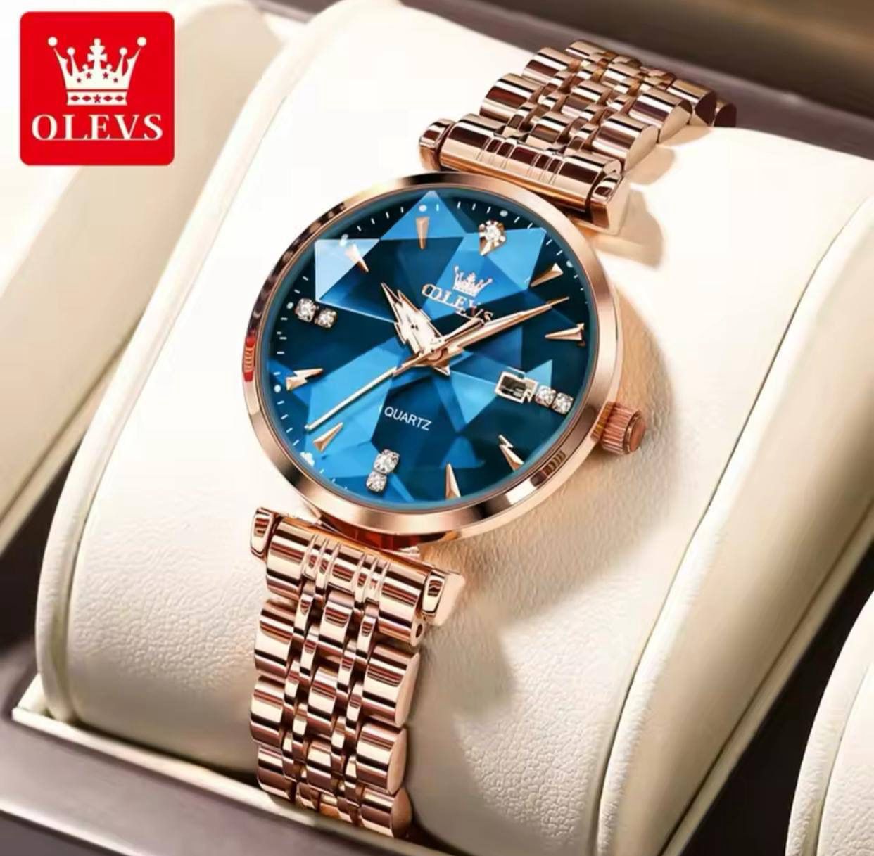 OLEVS 5536 Classic Luxury Ladies Quartz Watch Excel Stainless Steel Strap Water Proof Calendar Rugged Leisure Wrist Watch