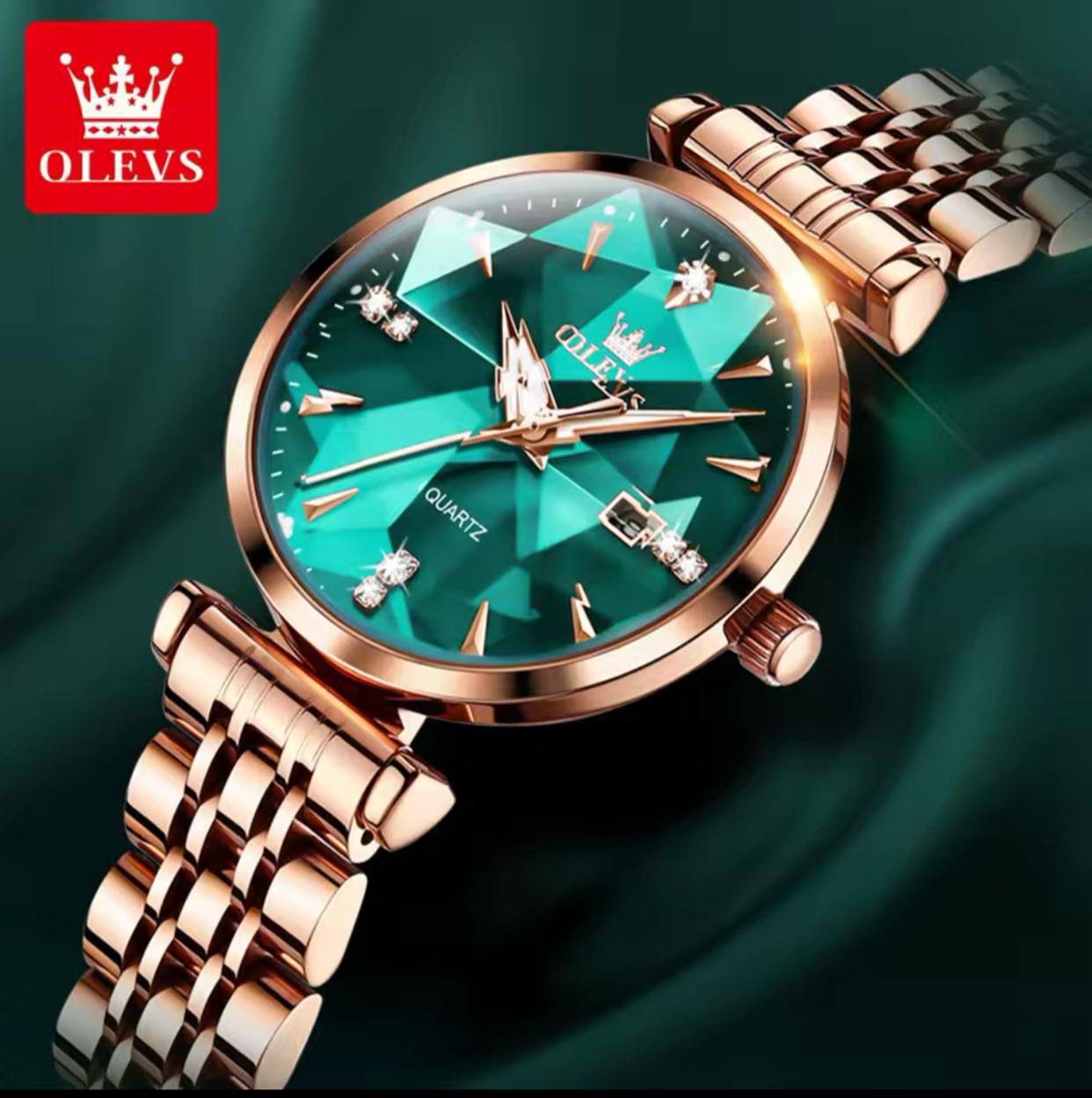 OLEVS 5536 Classic Luxury Ladies Quartz Watch Excel Stainless Steel Strap Water Proof Calendar Rugged Leisure Wrist Watch