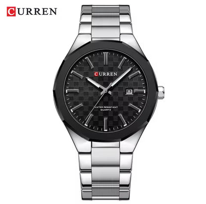 CURREN 8477 Business Luxury Men's Quartz Watch with Luminous Hands Stainless Steel Fashion Clock with Date Waterproof Wristwatch