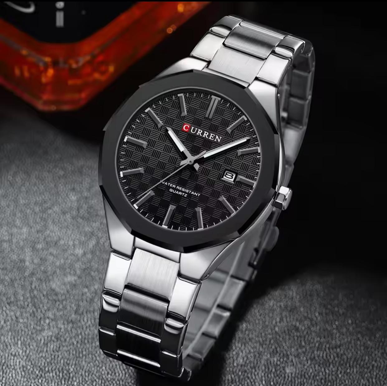 CURREN 8477 Business Luxury Men's Quartz Watch with Luminous Hands Stainless Steel Fashion Clock with Date Waterproof Wristwatch