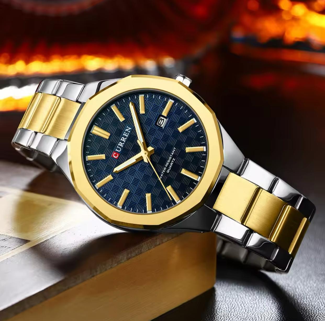 CURREN 8477 Business Luxury Men's Quartz Watch with Luminous Hands Stainless Steel Fashion Clock with Date Waterproof Wristwatch