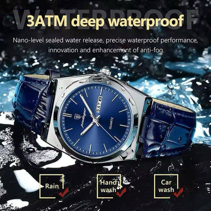 2025 POEDAGAR 930 Mens New Luxury Watch Waterproof Luminous Date Week Leather Strap Watch Casual Men's Quartz Watches