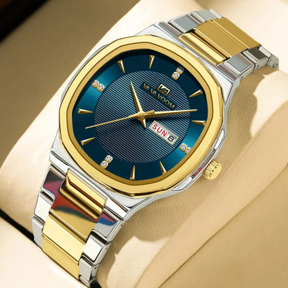 VA VA VOOM VA2851 High Quality Original Luxury Watches Men Stainless Steel Strap Business Fashion Square Quartz Wristwatch