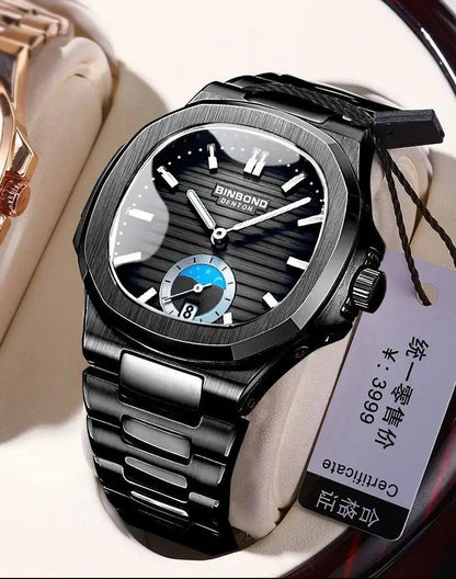 BINBOND B1786 Trendy Top Rating Newest Arrival Product Low Price Chronograph Promotional Men Quartz Watch Stainless Steel Band