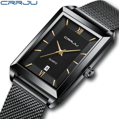 CRRJU 2197 New Watch for Men Top Brand Fashion Gold Sport Stainless Steel Quartz Watches Wrist Watch Man 2025