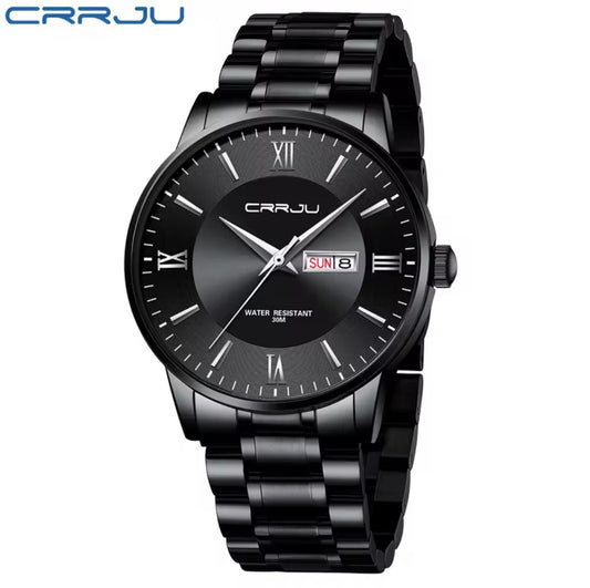 CRRJU 2175 Steel Waterproof Luxury Casual Watches Men Wrist Fashion Display Date Quartz Wristwatches