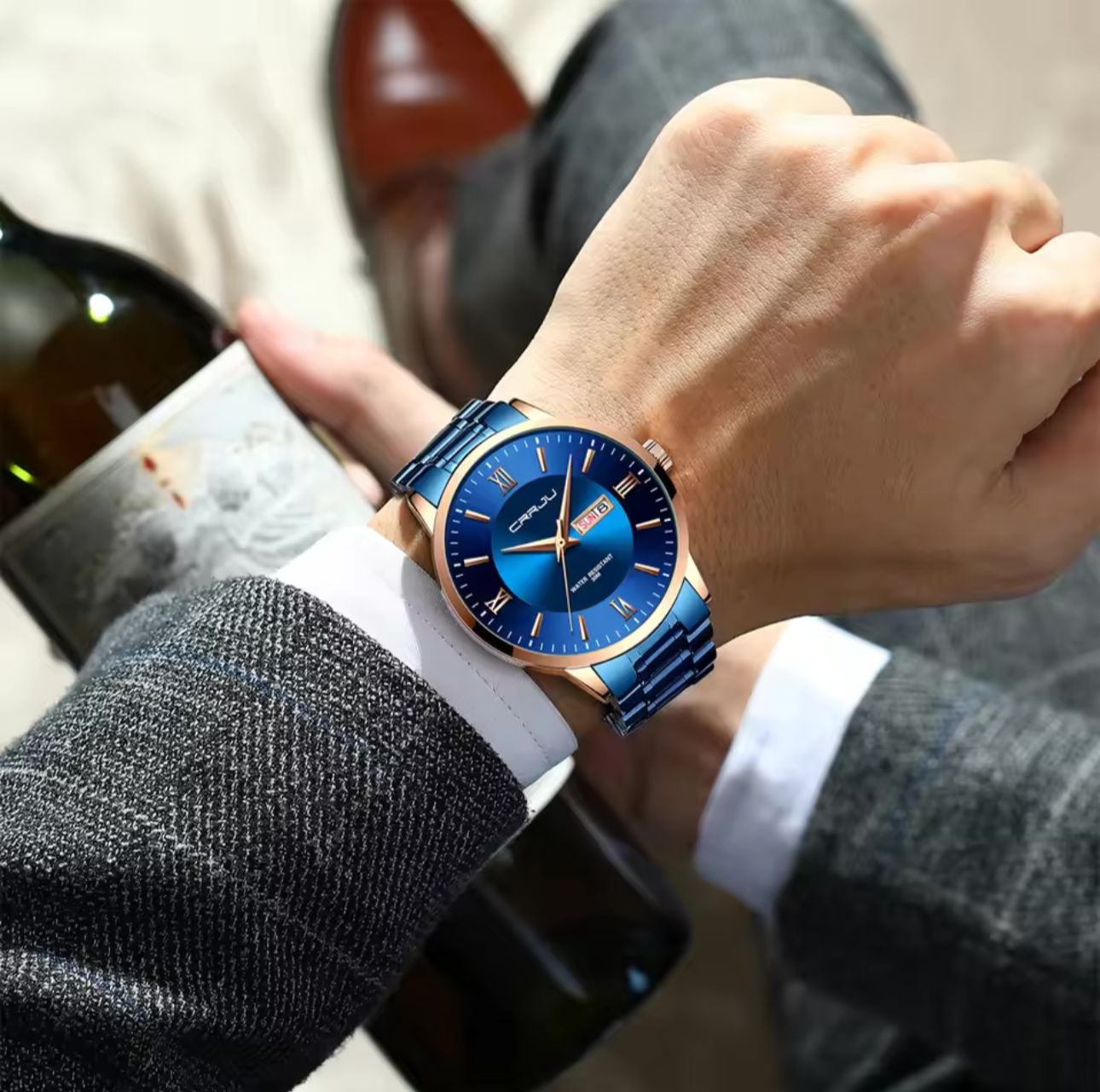 CRRJU 2175 Steel Waterproof Luxury Casual Watches Men Wrist Fashion Display Date Quartz Wristwatches