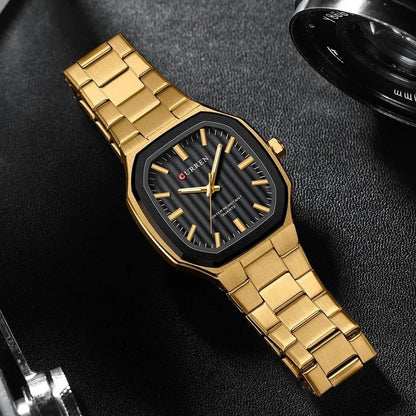 CURREN 8458 Golden Luxury Quartz Watches Fashion Full Stainless Steel Luminous Original Wrist Watch for Men Watches