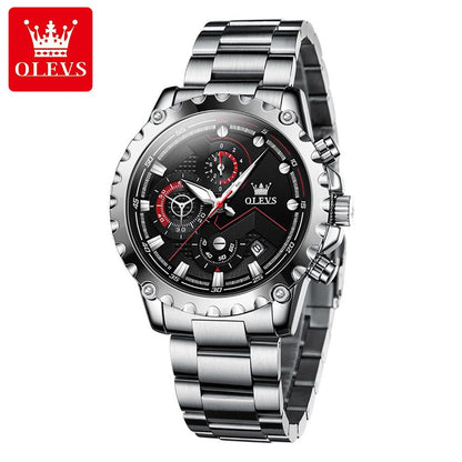 OLEVS 2873 Watches Mens Luxury Clock Casual Stainless Steel Wristwatch Sport Waterproof Quartz Chronograph