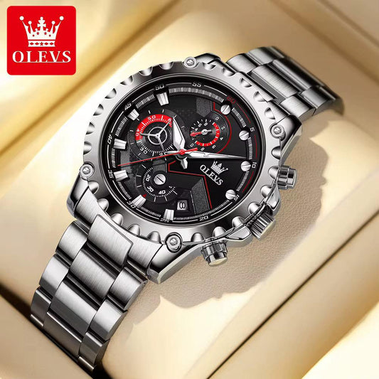 OLEVS 2873 Watches Mens Luxury Clock Casual Stainless Steel Wristwatch Sport Waterproof Quartz Chronograph