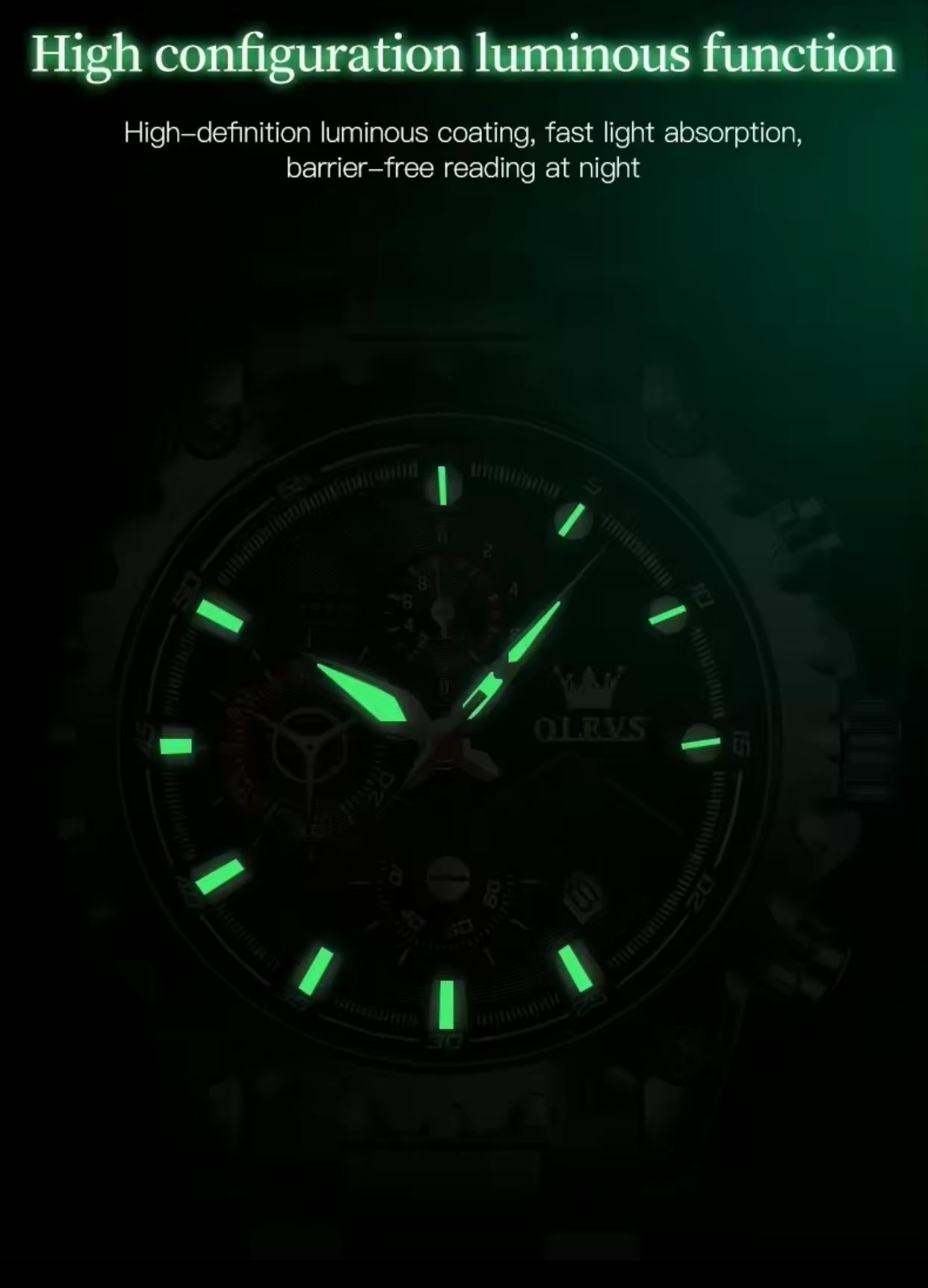 OLEVS 2873 Watches Mens Luxury Clock Casual Stainless Steel Wristwatch Sport Waterproof Quartz Chronograph