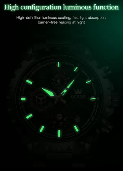 OLEVS 2873 Watches Mens Luxury Clock Casual Stainless Steel Wristwatch Sport Waterproof Quartz Chronograph